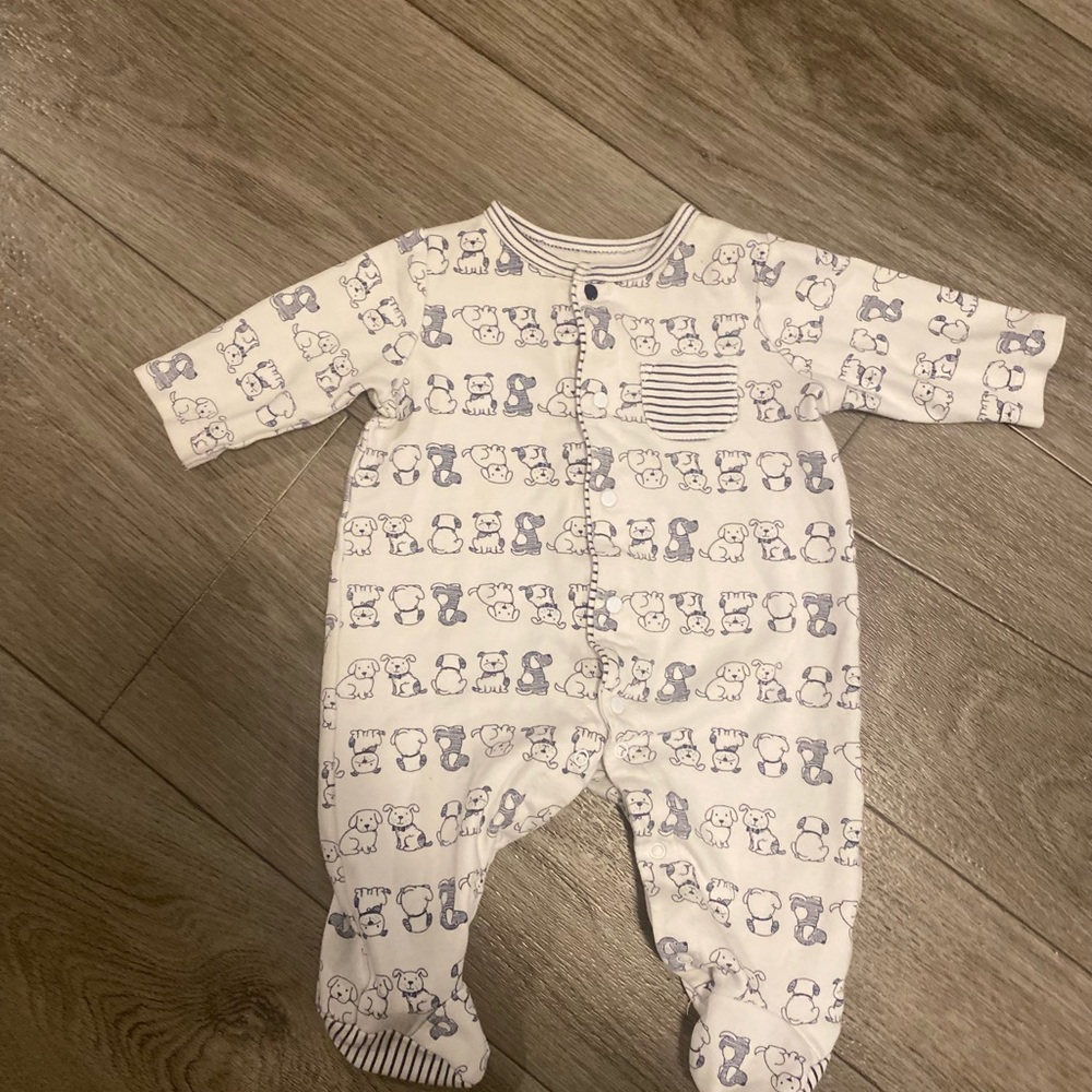 Adorable White and Blue Baby One Piece